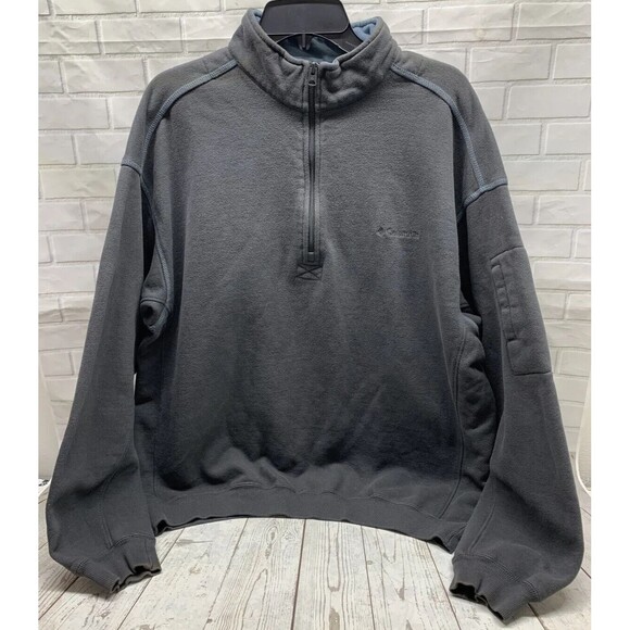 Columbia Men's 1/4-Zip Pullover Gray Size Large Arm Pocket Pre-owned - Picture 1 of 16